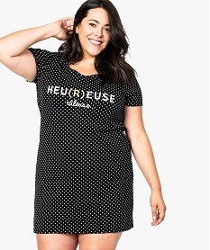 chemise de nuit a manches courtes avec motifs femme grande taille noir8759001_1