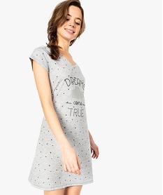 GEMO Chemise de nuit imprimée à manches courtes femme Gris