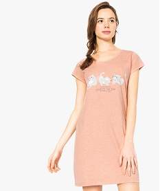 GEMO Chemise de nuit imprimée à manches courtes femme Rose