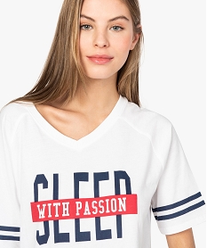 chemise de nuit femme facon tee-shirt americain imprime blanc8759701_2