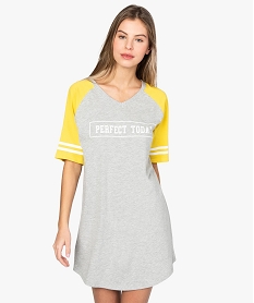 GEMO Chemise de nuit femme façon tee-shirt américain imprimé Gris