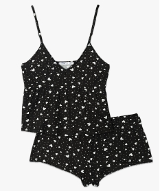 pyjashort femme avec crop top et motifs cœurs noir8760601_4