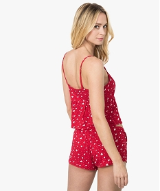pyjashort femme avec crop top et motifs cœurs rouge8760701_3