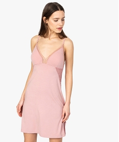 GEMO Nuisette en viscose et dentelle avec bonnets coqués rose standard