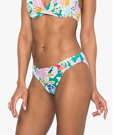 GEMO Bas de maillot de bain femme à fleurs graphiques forme slip Imprimé