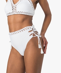 bas de maillot de bain femme taille haute en macrame blanc8766001_1