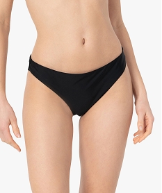 GEMO Bas de maillot de bain femme uni forme tanga Noir