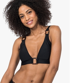 GEMO Haut de maillot de bain femme triangle à coussinets amovibles Noir