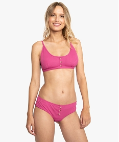 haut de maillot de bain femme forme brassiere en matiere texturee rose haut de maillots de bain8771601_3