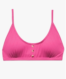 haut de maillot de bain femme forme brassiere en matiere texturee rose8771601_4