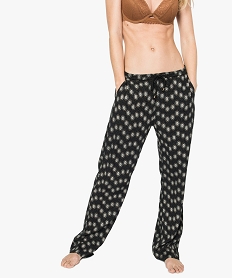 GEMO Pantalon de pyjama femme droit et fluide à motifs Imprimé