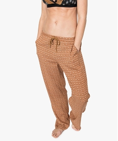 GEMO Pantalon de pyjama femme droit et fluide à motifs Imprimé