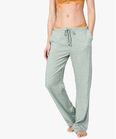 GEMO Pantalon de pyjama femme droit et fluide à motifs Imprimé