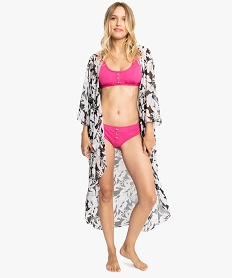 kimono femme monochrome a motifs fleuris imprime vetements de plage8773401_1