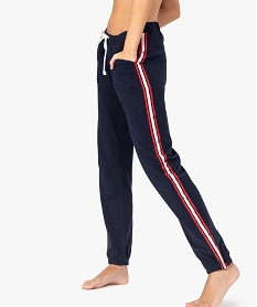 bas de pyjama femme jogger en jersey avec rayures laterales bleu8774501_1