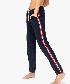 GEMO Bas de pyjama femme jogger en jersey avec rayures latérales Bleu