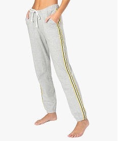 GEMO Bas de pyjama femme jogger en jersey avec rayures latérales Gris