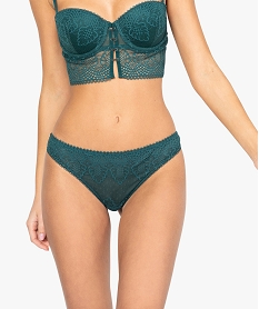 GEMO Tanga en dentelle et tulle Vert