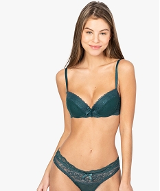 soutien-gorge a armatures en tulle plumetis et dentelle vert8782701_1