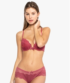 GEMO Soutien-gorge femme push-up à dos nageur en dentelle Rose