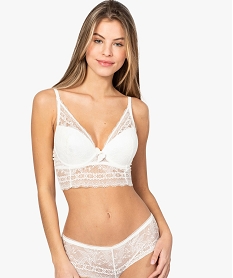 GEMO Soutien-gorge femme push-up avec dentelle recyclée Beige