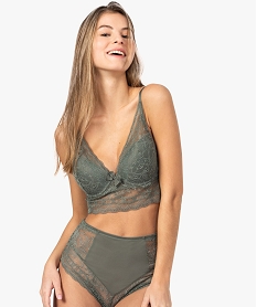 GEMO Soutien-gorge femme push-up avec dentelle recyclée Vert