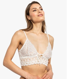 GEMO Bralette femme en dentelle transparente Beige