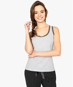 debardeur femme avec finitions dentelle gris hauts de pyjama8786501_1