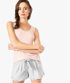 GEMO Débardeur femme avec finitions dentelle rose chine