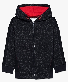 GEMO Gilet garçon chiné à capuche avec poches noir standard