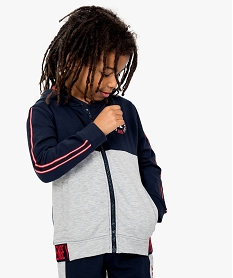 GEMO Sweat à capuche zippé bicolore garçon noir standard