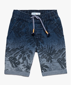 GEMO Bermuda garçon en jean imprimé tropical à taille élastiquée Gris