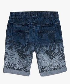 bermuda garcon en jean imprime tropical a taille elastiquee gris8792801_2
