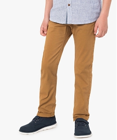 GEMO Pantalon garçon chino à revers Orange