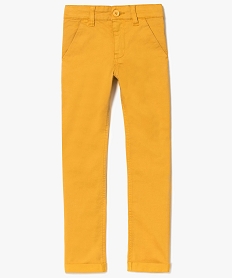 GEMO Pantalon garçon chino à revers Jaune