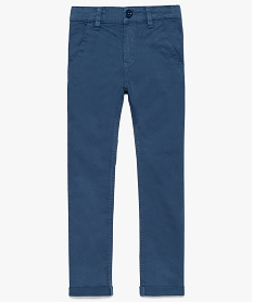 GEMO Pantalon garçon chino à revers Bleu