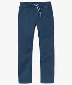 GEMO Pantalon garçon en toile unie avec taille élastiquée Bleu