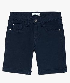 GEMO Short garçon en slub twill stretch à revers noir standard