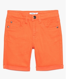 GEMO Short garçon en slub twill stretch à revers Orange