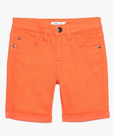 GEMO Short garçon en slub twill stretch à revers Orange