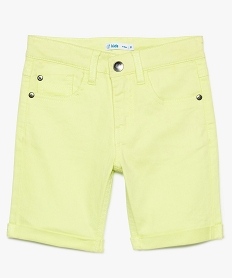 GEMO Short garçon en slub twill stretch à revers jaune vif