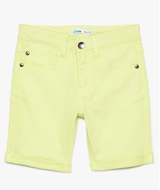 GEMO Short garçon en slub twill stretch à revers Jaune