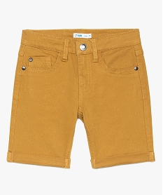 GEMO Short garçon en slub twill stretch à revers Beige