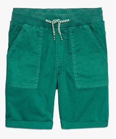 GEMO Bermuda garçon en toile avec taille élastiquée en bord côte vert standard