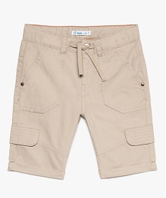 GEMO Bermuda garçon en toile avec revers cousus et surpiqûres gris standard