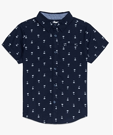 chemise garcon a manches courtes avec motifs palmiers bleu8797801_1