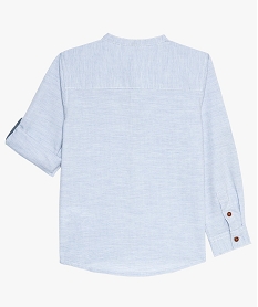 chemise garcon en coton texture avec col rond bleu8798401_2