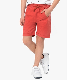 GEMO Bermuda garçon en molleton avec poche kangourou Orange