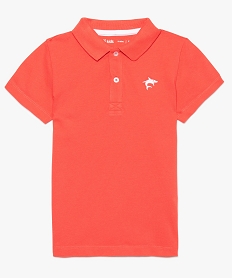 GEMO Polo garçon en coton piqué uni à manches courtes et broderie Orange