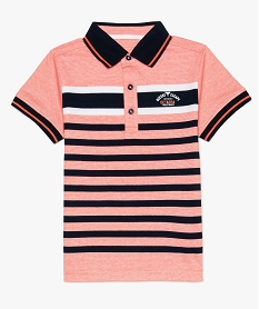 polo garcon a manches courtes a rayures et finitions contrastantes orange8800401_1